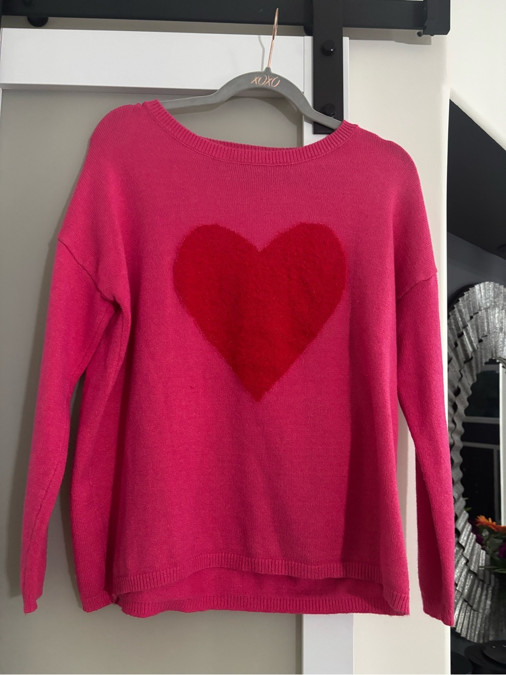 Molly Bracken Hot Pink Sweater with Red Heart Motif